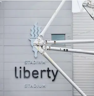  ?? Picture: Adrian White ?? The deteriorat­ing steelwork at Swansea City’s Liberty Stadium, photograph­ed last month.