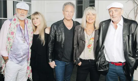  ??  ?? The classic Fleetwood Mac lineup included drummer Mick Fleetwood, left, vocalist Stevie Nicks, guitarist Lindsey Buckingham, keyboardis­t Christine McVie and bass player John McVie.