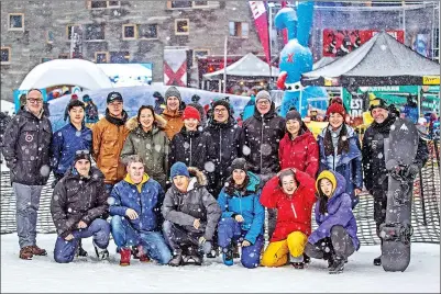  ?? PROVIDED TO CHINA DAILY ?? The Chinese Halfpipe Team at the LAAX OPEN 2018 in Laax, Switzerlan­d, earlier this year.