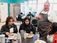  ?? Godofredo A. Vásquez/Associated Press ?? Mount Diablo schools director of food and nutrition services Dominic Machi talks to students last month in Concord, Calif.