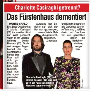  ??  ?? Charlotte Casiraghi (32) und Dimitri Rassam (37) sind seit 2017 ein Paar, seit einigen Monaten sogar verlobt.