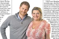  ??  ?? Opening up: Bryony Gordon with Prince Harry, who talked about his mental health in her podcast, encouraged to do so by Meghan Markle