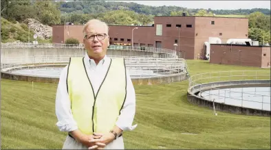  ?? Associated Press ?? In this undated image taken from video, Danbury Mayor Mark Boughton stands in front of the Danbury Wastewater Treatment Plant in Danbury as he announces a tongue-in-cheek move to rename the facility after John Oliver following the comedian's expletive-filled rant about the city.