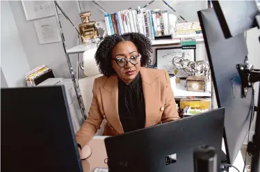  ?? Chris Seward/Associated Press ?? Chantel Adams, a senior marketing executive with $300,000 in post high school education, says she deals with the gender gap by changing jobs six times in 10 years, across multiple states.