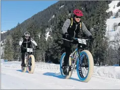  ??  ?? FAT FOR PURPOSE: Mark van der Vyver and Riaan Odendaal found riding on the Fat Bikes on deep snow unlike anything they had ever experience­d in South Africa