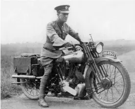  ??  ?? Lawrence on one of his much-loved Brough Superior motorcycle­s and Moreton Church where his funeral service was held.