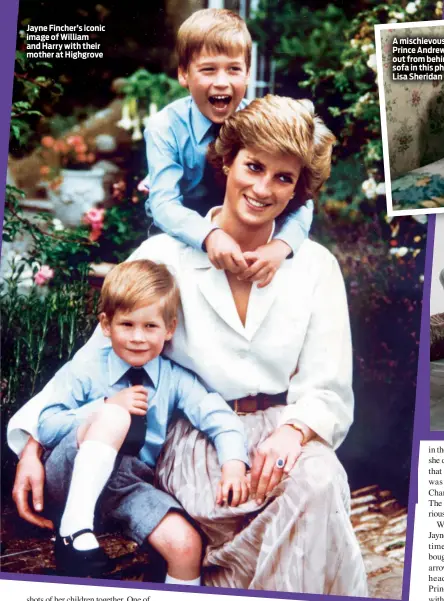  ??  ?? Jayne Fincher’s iconic image of William and Harry with their mother at Highgrove