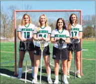  ?? Meegan Donnelly / Contribute­d photo ?? Norwalk girls lacrosse seniors, from left, Nicole DiLauro, Claire McKinnon, Kaylie Karidis and Brinn Renwick.