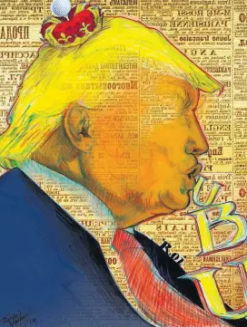  ?? SIMON WINHELD ?? Caricatura.
Trump desenhado por Simon Winheld para peça de Paula Bogel