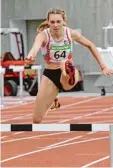  ?? Foto: Kerpf ?? Leila Kilian lief über die Hürden auf Platz vier, holte im 400 Meter Lauf aber Bronze.