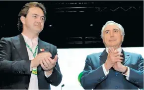  ?? EFE ?? Michel Temer, presidente de Brasil, derecha, con el empresario Joesley Batista.