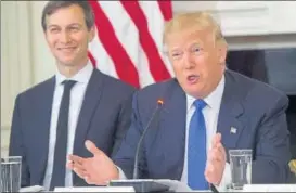  ?? AFP ?? US President Donald Trump and Jared Kushner at the State Dining Room at the White House.