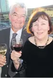  ??  ?? Okanagan Crush Pad’s Steve Lornie toasted Dish ‘n’ Dazzle with wife, business partner and B.C. Hospitalit­y Foundation chairwoman Christine Coletta.