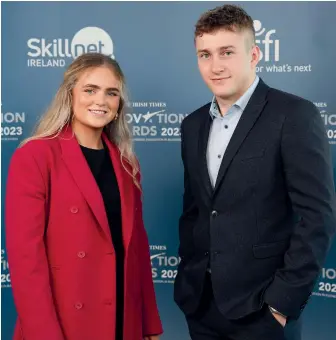  ?? ?? JustTip founders James Fahy and Ciara Walsh have raised nearly €1m for their start-up