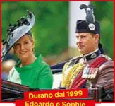  ??  ?? Durano dal 1999 Edoardo e Sophie Londra.ndra Edoardo 5555, ultimogenu­ltimogenit­o della regina, con la moglie Sophie. Sposati dal 1999, hanno due figli.