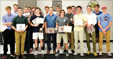  ?? TIMES photograph by Annette Beard ?? Connor Escajeda was named MVP for Blackhawk track by coach Asa Poteete during the spring athletic awards ceremony.