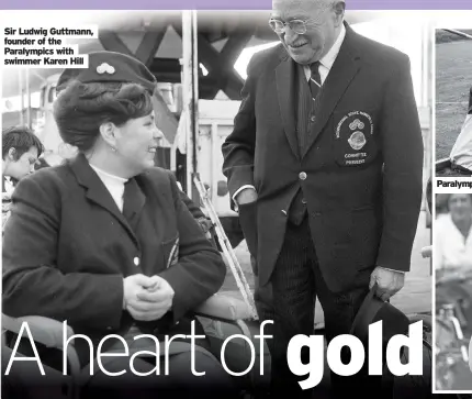  ??  ?? Sir Ludwig Guttmann, founder of the Paralympic­s with swimmer Karen Hill