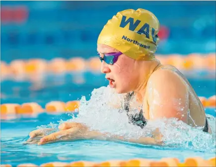  ?? PHOTO / SIMON WATTS ?? Ciara Smith showing great form at the Swimming New Zealand National Short Course Championsh­ips.