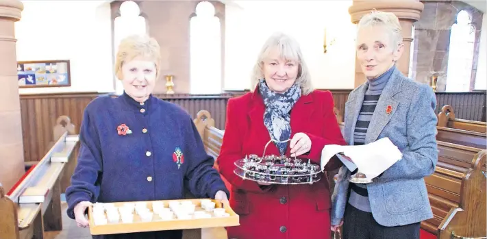  ?? ?? Holy ritual Communion was celebrated at Blairgowri­e Parish Church on Sunday and elements were distribute­d by Connie Irvine, Sandra Fleming and Susan Edwards. Pic: David Phillips