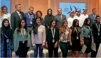  ??  ?? Winners with Mona Al Marri, Chairperso­n of the AMF Organising Committee, and other officials at the award ceremony.