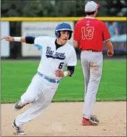  ?? JOHN STRICKLER - DIGITAL FIRST MEDIA ?? Daniel Boone’s Lukas Heffner rounds second and heads for third on a hit by Connor Cleaver in the bottom of the fifth.