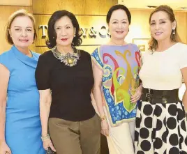  ??  ?? As beautiful as Tiffany’s: Margie Moran, Babette Aquino, Frannie Jacinto, and Carol Garcia