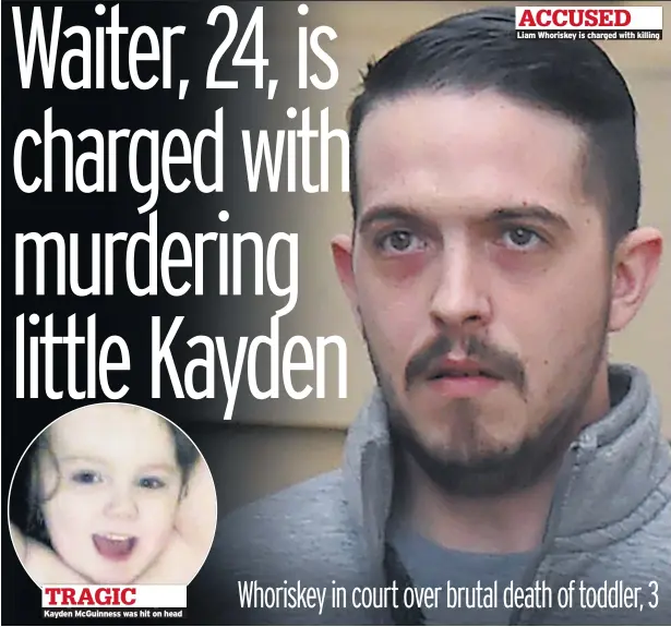  ??  ?? Kayden Mcguinness was hit on head Liam Whoriskey is charged with killing