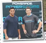  ??  ?? Surfers Paradise rugby club speed machine Nicolas Pavlovski and, left, with Billy Slater after knocking the NRL star off the top of the Powerade Powerscore table.