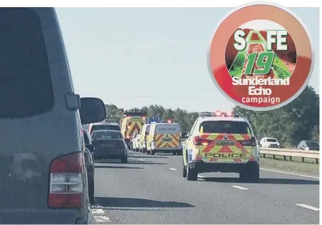  ??  ?? The scene of a recent crash on the A19 near Seaham, which involved six vehicles.