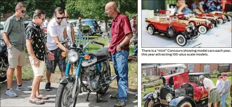  ??  ?? Motorcycle­s and scooters are also shown, with more than 30 on the grounds for the Concours. There is a “mini” Concours showing model cars each year, this year attracting 100-plus scale models.