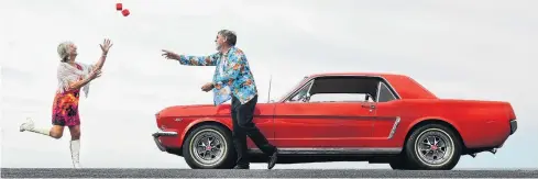  ??  ?? Dressed for a ’60s ride . . . Averil and Ian Boyd prepare their 1964 Ford Mustang for today’s Southern Spin Charity Cruise today, to raise funds for Heart Kids Otago. Their grandson, Lucas Evans, has hypoplasti­c left heart syndrome.
