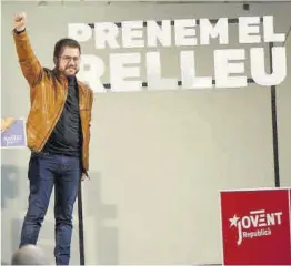  ?? Marc Puig / ERC ?? Pere Aragonès, ayer, en un acto con las juventudes de su partido.