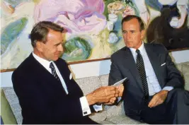  ?? FOTO: LEHTIKUVA/JUHA JORMANAINE­N ?? Här började vänskapen. George H. W. Bush och Mauno Koivisto möttes på Gullranda 1983.■