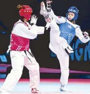  ??  ?? Pauline Lopez, shown delivering a head kick, is expected to do well in the tough competitio­n.