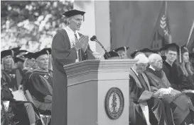  ?? DAN HONDA/STAFF ?? Marc Tessier-Lavigne makes his first address as the new president at Stanford on Friday.