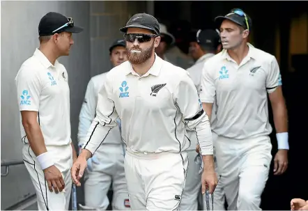  ??  ?? Eyes on the prize: Kane Williamson and his Black Caps need to sweep West Indies and Pakistan to have a chance of making the World Test Championsh­ip final.