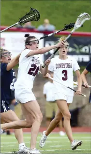  ?? PETE BANNAN — DAILY LOCAL NEWS ?? Conestoga’s Kate Galica scores in the first half of the PIAA 3A final against Manheim Township at Harold I. Zimmerman Stadium at West Chester East High School.