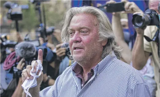  ?? EDUARDO MUNOZ ALVAREZ/AP ?? Steve Bannon said outside of court on Thursday, “This entire fiasco is to stop people who want to build the wall.”