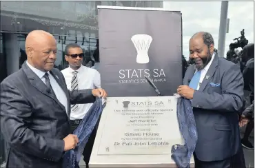  ?? PHOTO: OUPA MOKOENA ?? Minister in the Presidency Jeff Radebe and Statistici­an-General Pali Lehohla at the official opening of the ISIbalo House (Stats SA) in Salvokop, Pretoria in this file photo. Stats SA is an intellectu­al hub, says the writer.