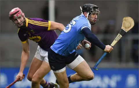  ??  ?? Eamonn Dillon of Dublin gives Pádraig Foley the slip when the sides met in the Walsh Cup semi-final in Parnell Park earlier in the year.