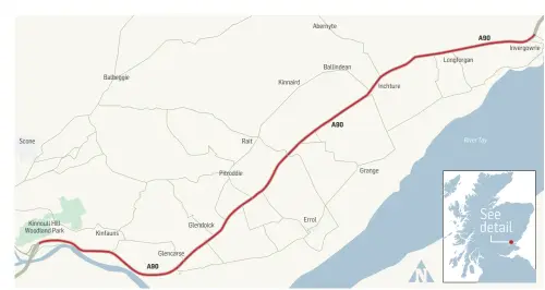  ??  ?? DANGER STRETCH: The Perth to Dundee road will be the subject of a safety review in July and August this year.