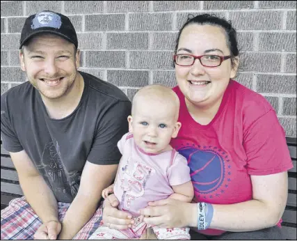  ?? Andrew wagstaff/saltwire network ?? Thirteen-month-old Hazel Rhindress and her parents, Chris Rhindress and Holly Timmons of Amherst, will soon be heading to the Hospital for Sick Children in Toronto, where she will be treated for retinoblas­toma, a rare form of cancer. The family is...