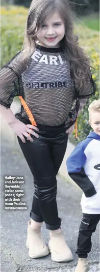  ?? PETER MORRISON ?? Hailey-Jane and Jackson Reynolds strike some poses; right, with their mum Paulina