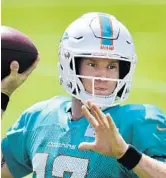  ?? TAIMY ALVAREZ/STAFF PHOTOGRAPH­ER ?? Ryan Tannehill and the rest of the starters will get their last chance to work on performanc­e in the preseason on Saturday against the Ravens.