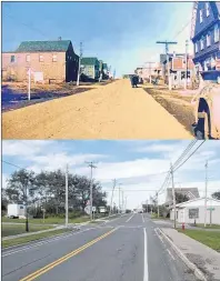  ??  ?? The village of Port Morien has undergone many changes as can be seen in these photos of the same area. The top photo is from the 1950s, the bottom from 2017.