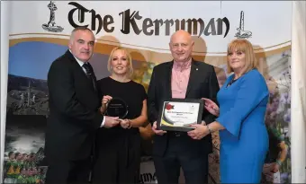  ??  ?? Winners of the Best Environmen­t and Heritage Award was KWD, Killarney. Pictured from left Ian Brosnan, Linda Twomey, Sean Murphy, and Siobhan Murphy, Sales &amp; Marketing Manager, The Kerryman.