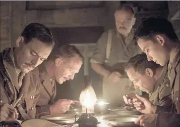  ?? Good Deed Entertainm­ent ?? SAM CLAFLIN, foreground at left, and Asa Butterfiel­d play younger British soldiers of C Company in World War I alongside veterans Paul Bettany, beleaugere­d cook Toby Jones and Stephen Graham in “Journey’s End.”