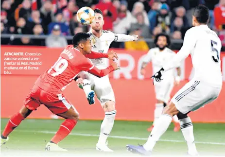  ??  ?? ATACANTE. Choco Lozano se volverá a enfrentar al Real Madrid mañana en el Bernabéu.