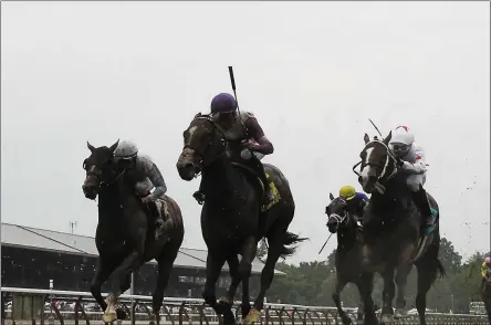  ?? SPENCER TULIS/FOR THE SARATOGIAN ?? Listing with Joel Rosario up won the 10th running of The Quick Call at saratoga Each Course Thursday. The Grade III event was for three year olds and was run on a yielding turf course.