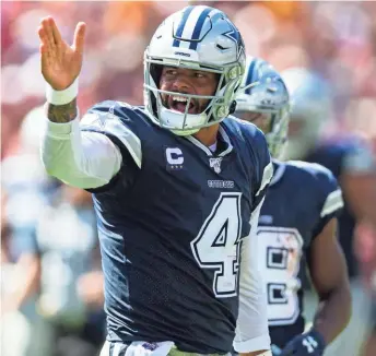  ?? TNS ?? Quarterbac­k Dak Prescott has the Cowboys off to a 2-0 start. He could be next in line for a significant contract extension in Dallas.